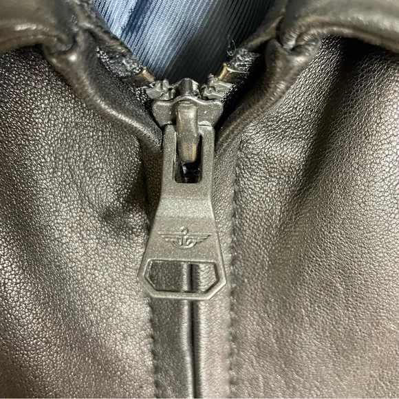 Dockers Men's Black Genuine Leather Full Zip Jacket Size Large
